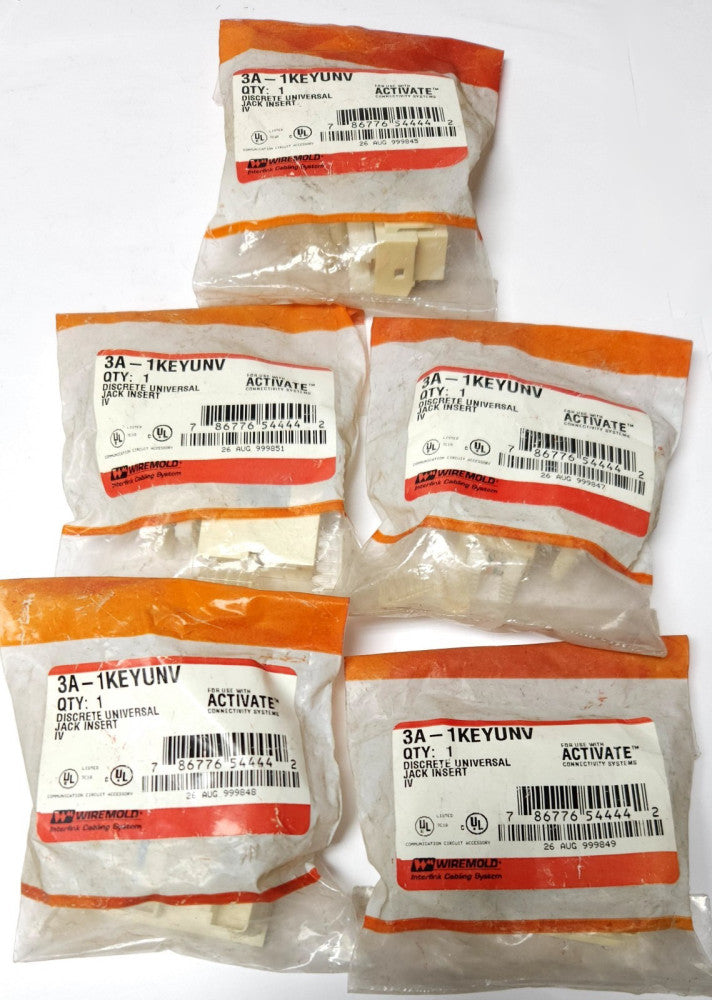 LOT OF 5 WIREMOLD 3A 1KEYUNV ACTIVATE Connectivity Discrete Universal JACK Inser