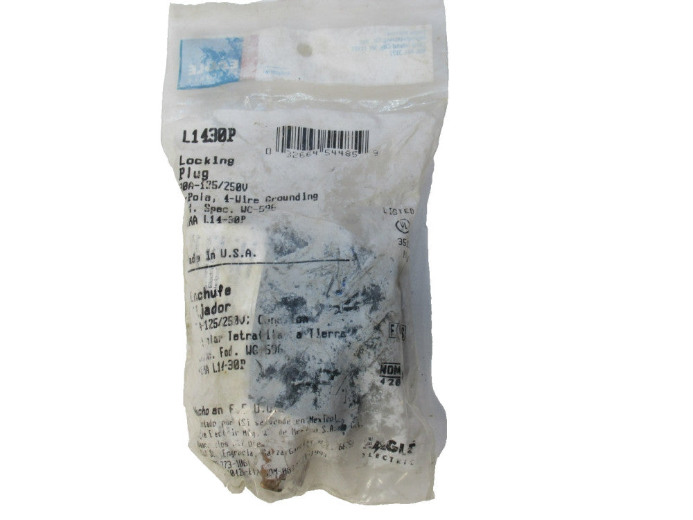 Eagle L1430P 30A 125/250V 3 Pole 4-Wire Locking Plug (New)