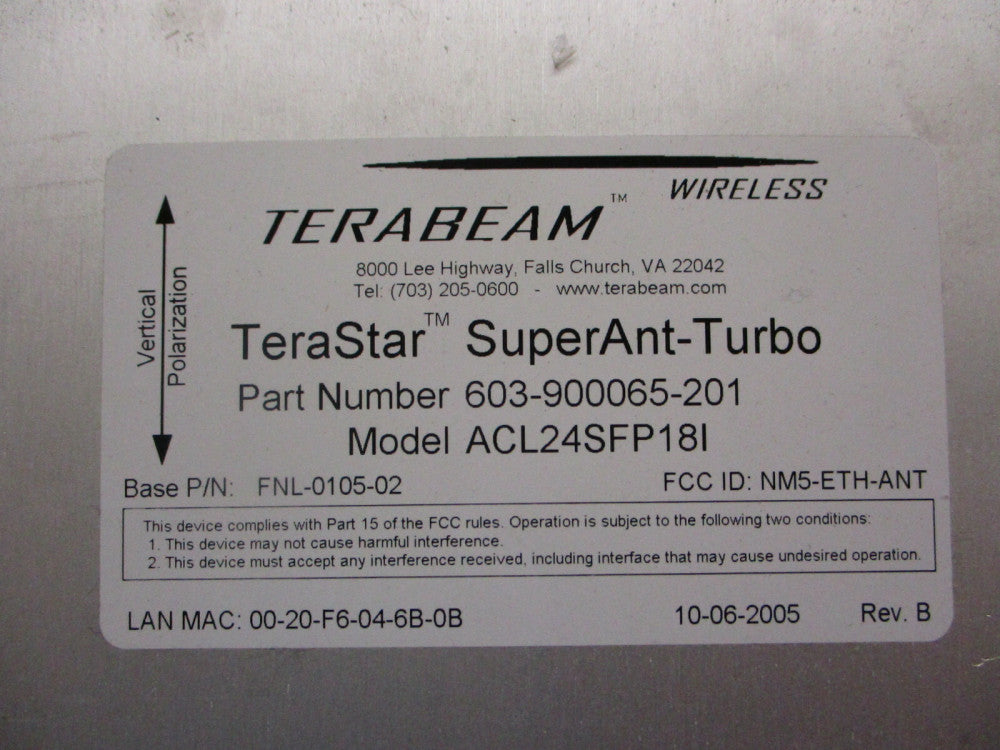 New Terabeam EtherAnt Turbo 603-900050-201 ACL24SFP18I