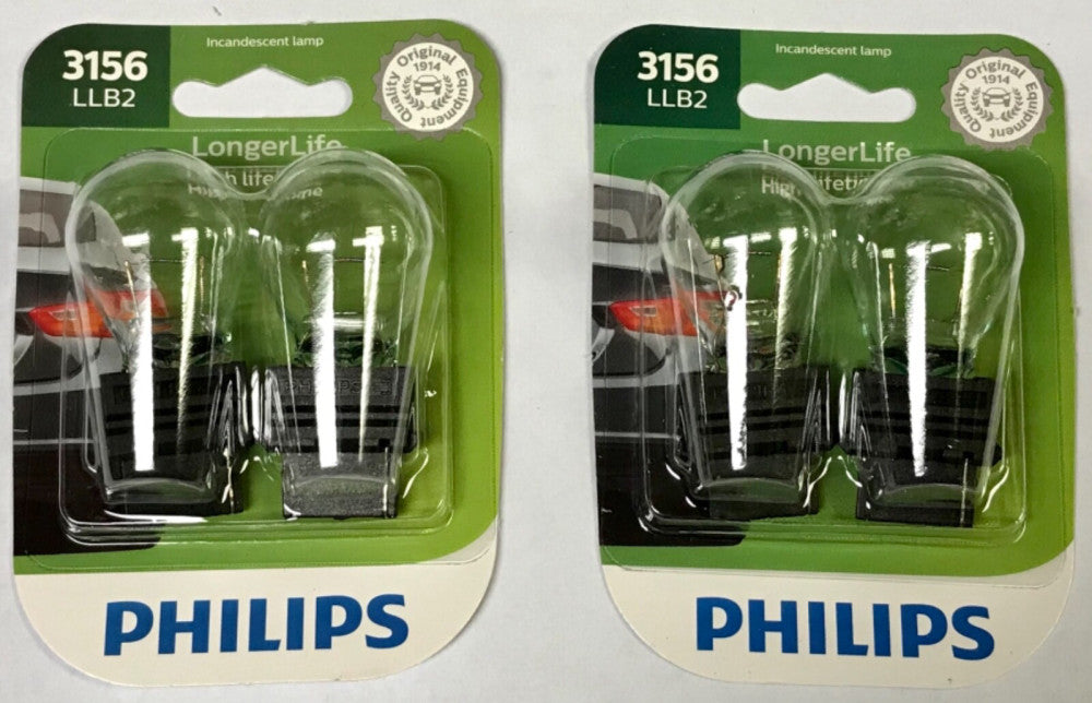 LOT OF (4) PHILIPS 3156 LLB2 12.8v Automobile Lamp Bulb 3156LL 9H