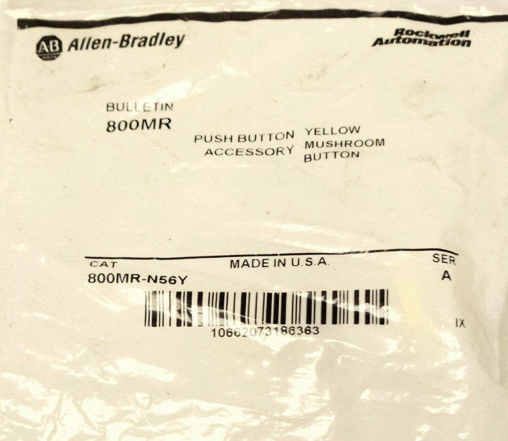 ALLEN BRADLEY 800MR N56Y Small Yellow Mushroom Head Pushbutton