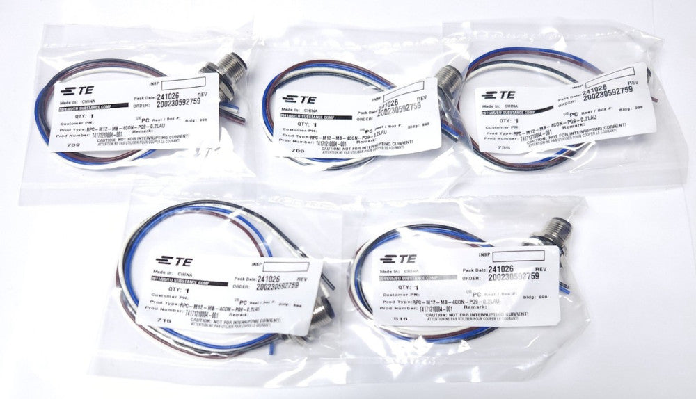 LOT OF 5 TE CONNECTIVITY T4171210004 001 MOUSER 571-T417 RPC M12 MB 4CON PG9 0.2