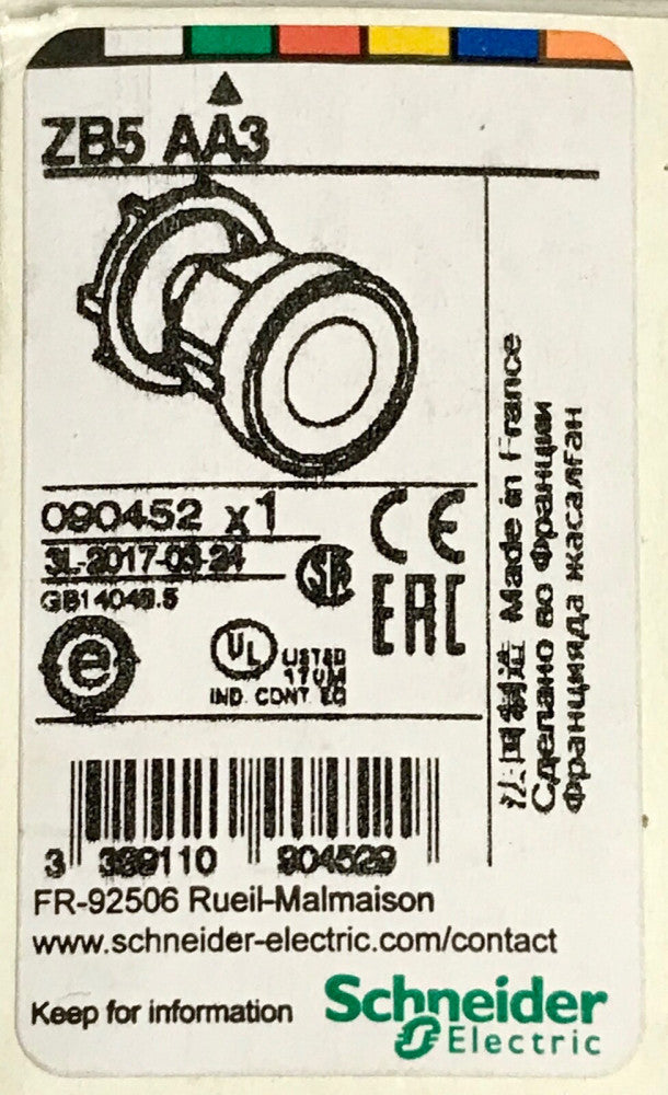 SCHNEIDER ELECTRIC ZB5 AA3 Green Flush Head Pushbutton Operator ZB5AA3