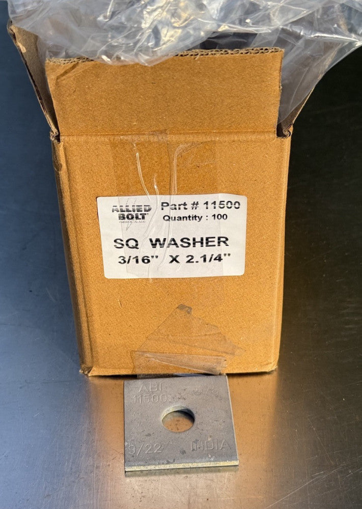 100 Pack - Allied Bolt 11501 - 3/16" x 2.25" Square Washer For 5/8" Bolt