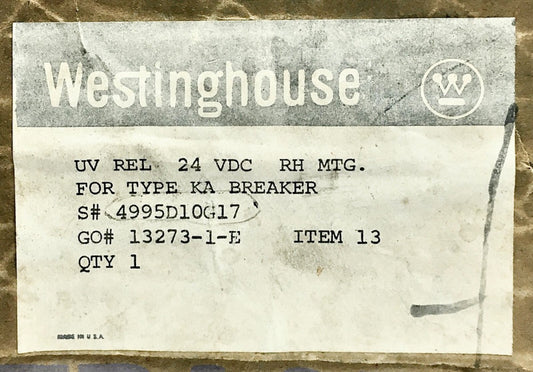 WESTINGHOUSE Type JA KA LB 24 VDC UVR Undervoltage Release 4995D10G17