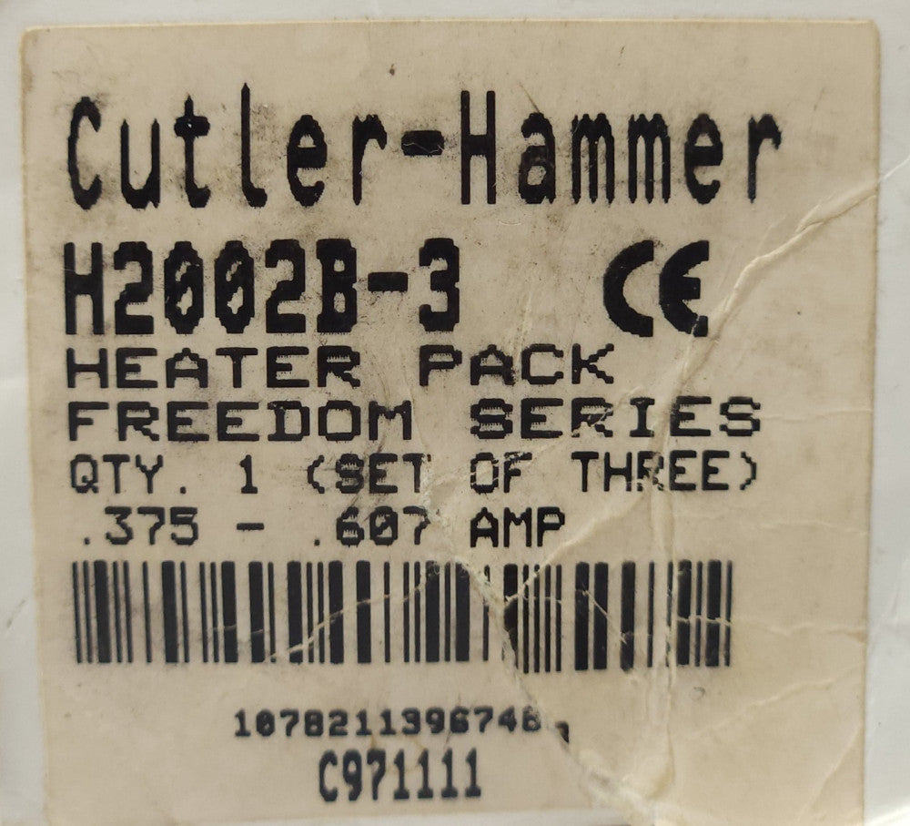 EATON CUTLER HAMMER H2002B-3 Freedom Series Heater PACK H2002B 3 .3750.607 AMP