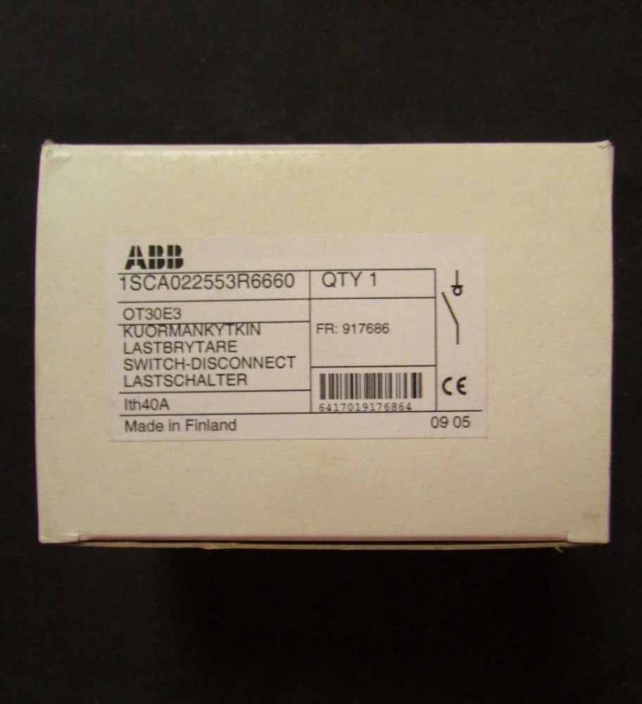 ABB OT30E3 3 Pole 30 Amp Disconnect Switch 1SCA022553R6660