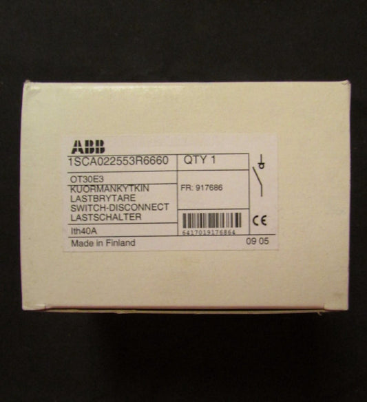 ABB OT30E3 3 Pole 30 Amp Disconnect Switch 1SCA022553R6660