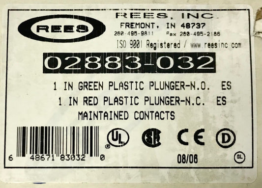 REES 02883 032 Green Push Button Red Push Button Maintained Plunger Type