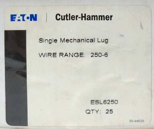 BOX OF 25 EATON CUTLER HAMMER ESL6250 ILSCO LA-250 Single Lug Wire Range 250-6 2