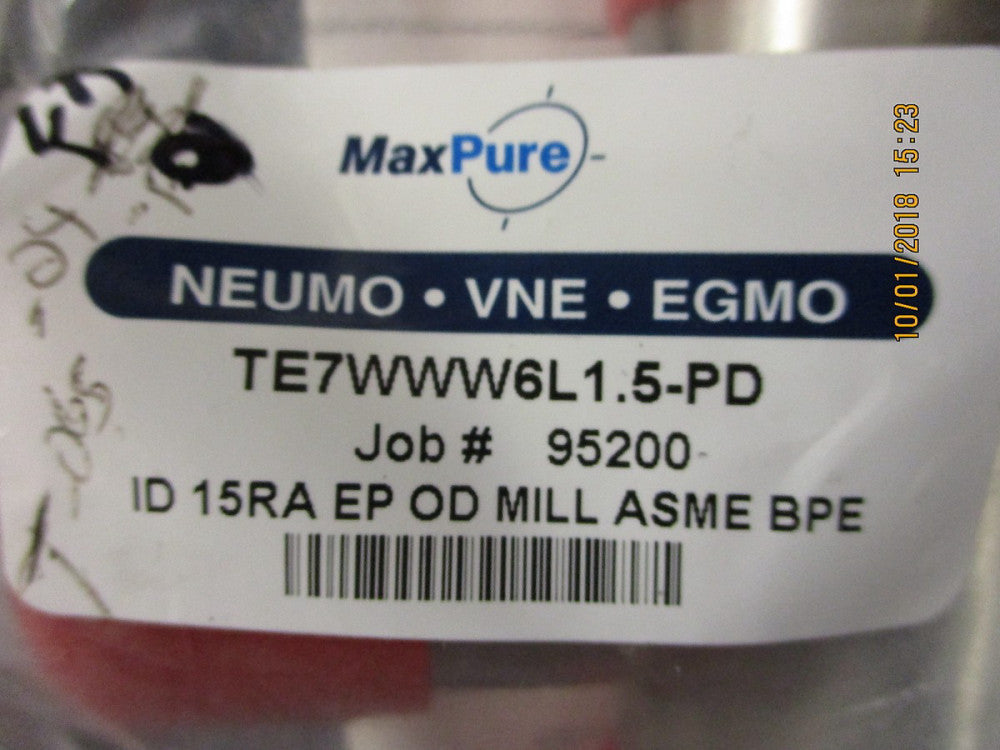 TE7WWW6L1.5-PD Maxpure BPE Series 1-1/2 Tee, T316L Stainless, Weld BRAND NEW!