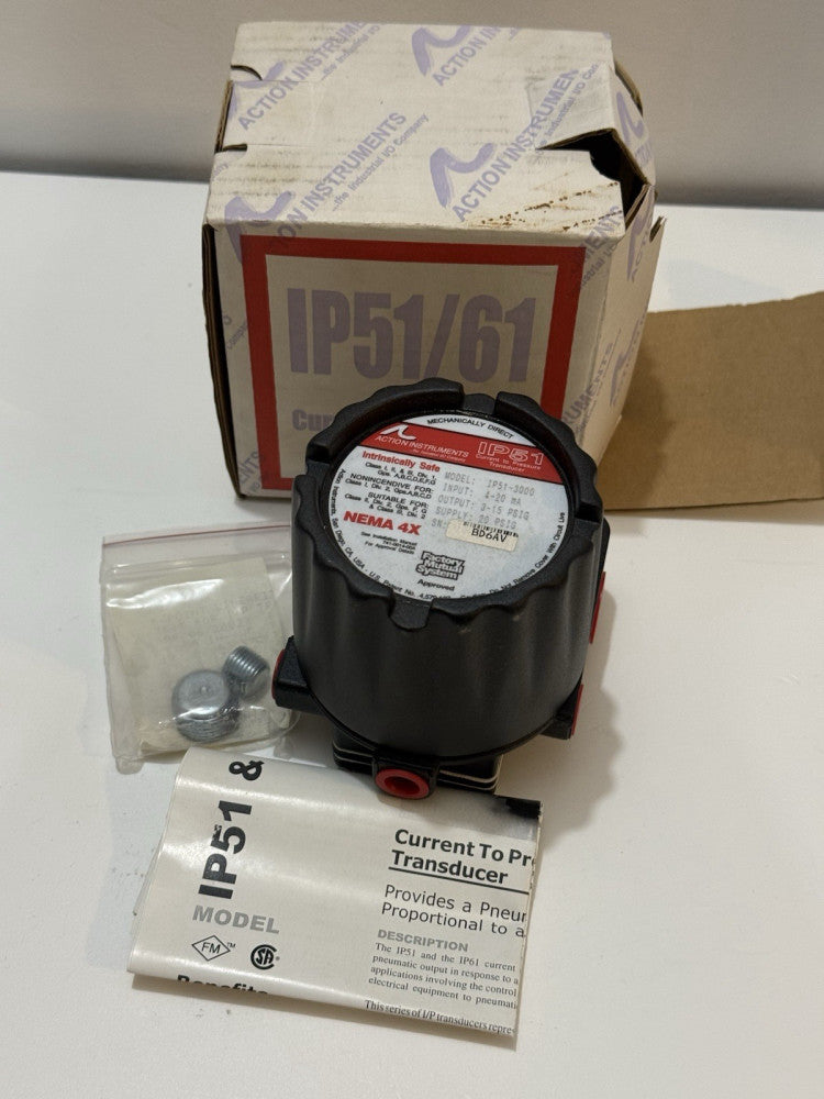 Action Instruments IP51 Current to Pressure Transducer IP51-3000 Unused