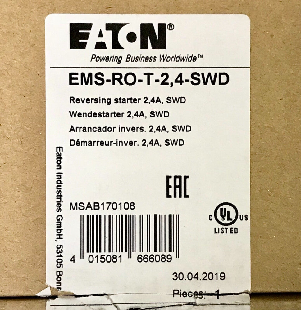 EATON EMS-RO-T-2.4 SWD 2.4AMP 24VDC Reversing Electronic Motor Starter EMS RO T 