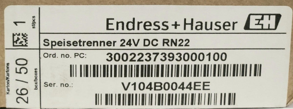 ENDRESS+HAUSER EH RN22 1186/0 Speisetrenner 24 VDC AFGUARD BARRIER ISOLATOR