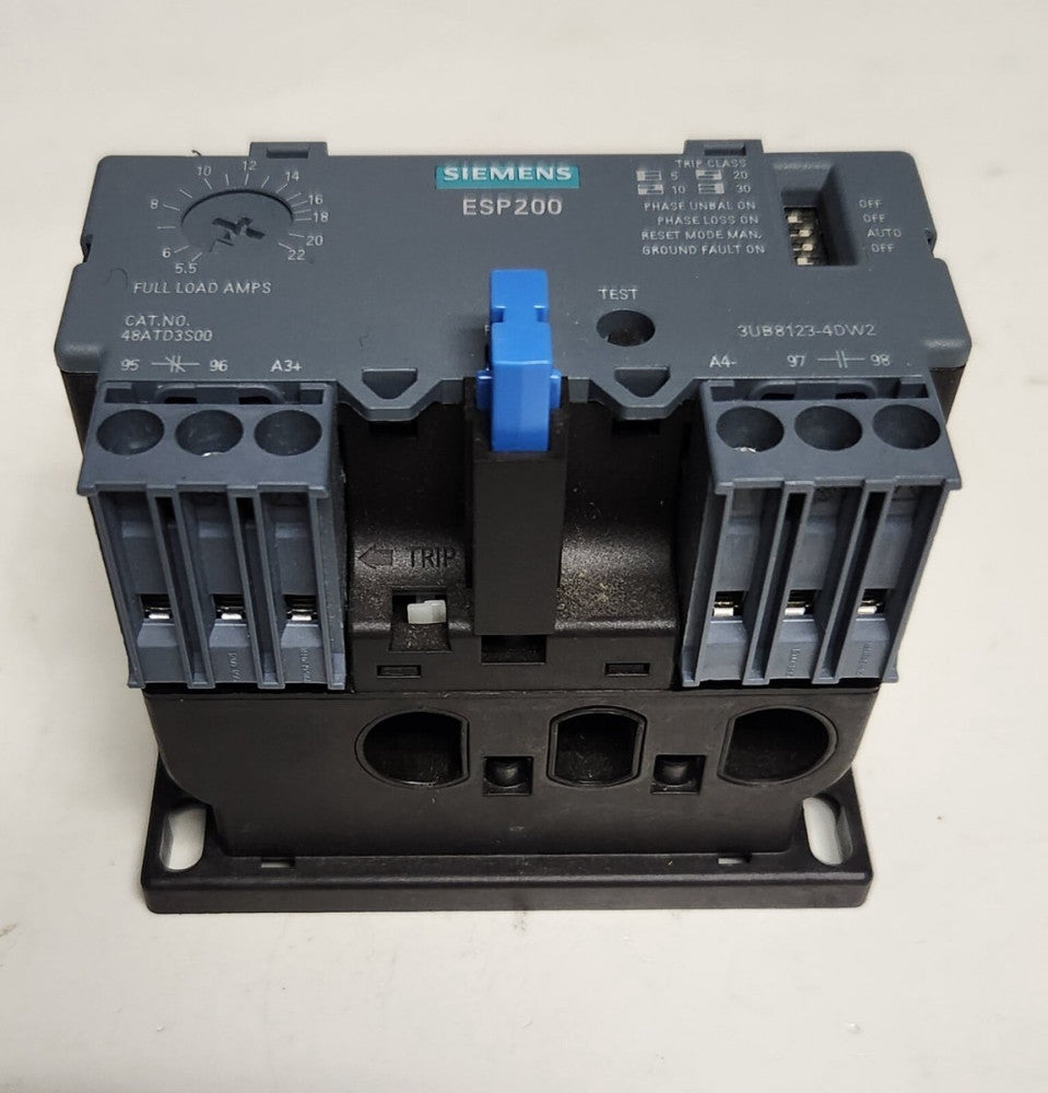 SIEMENS 48ATD3S00 Electronic ESP200 Overload Relay 5.5-22 AMP 3UB8123 4DW2