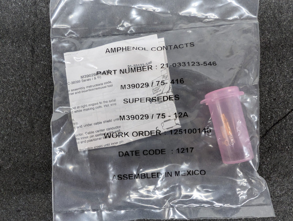 New, Amphenol, 21-033123-546, CONTACT SOCKET COAX SZ12 CRIMP