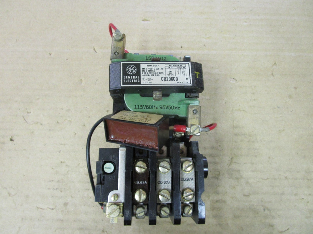 GE GENERAL ELECTRIC STARTER CR206C SIZE 1 115V COIL 600V 27A AMP w/HEATERS