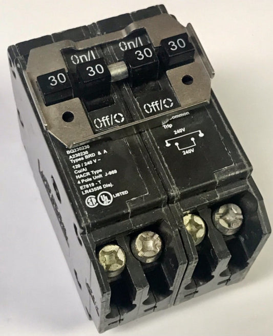 EATON CUTLER HAMMER BQ230230 Type BRD QuadPlex 2 Pole 30 AMP Circuit A230230
