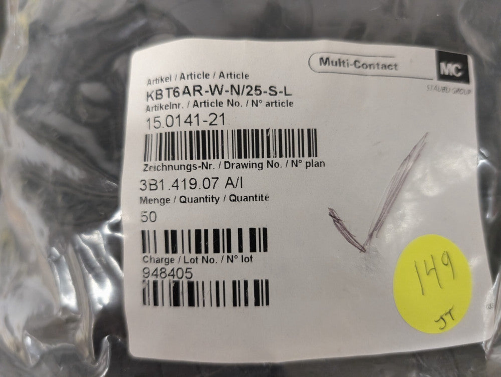 New, Staubli Eletrical, 15.0141-21,MULTI CONT/STAUBLI 15.0140-21 KBT6AR-N/25-S-L
