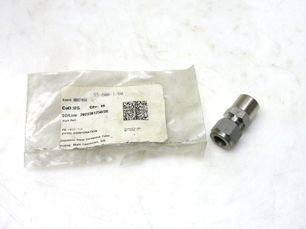 Swagelok SS-600-1-6W Stainless Tube Fitting Male Connector 3/8"