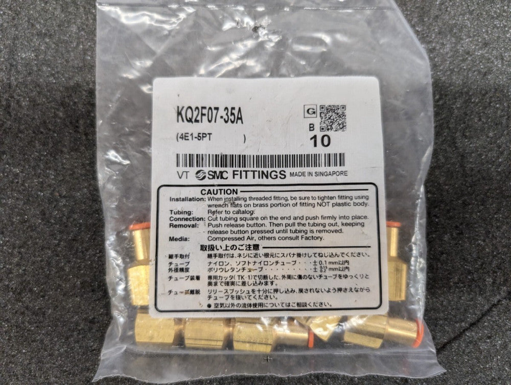 New, SMC, KQ2F07-35A, One-Touch Fitting, 1/4 in. Tube Size, Female - Lot of 23pc