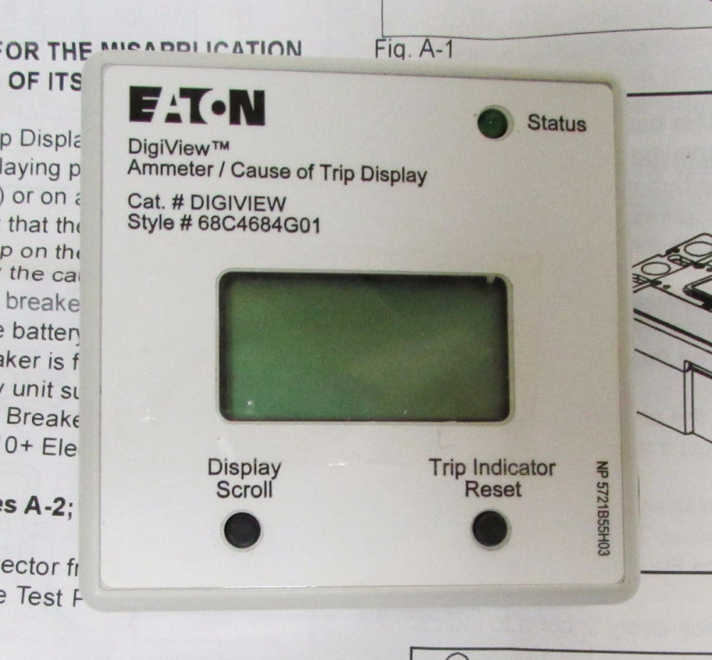 EATON CUTLER HAMMER DIGIVIEW Cause of Trip Digi View Ammeter 68C4684G01