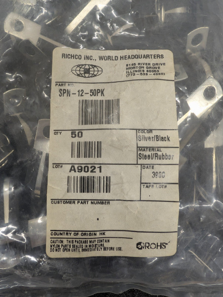 New, Richco, SPN-12-50PK, 3/4 Inch Insulated Cable Clamp 2PK  - Lot of 50pcs