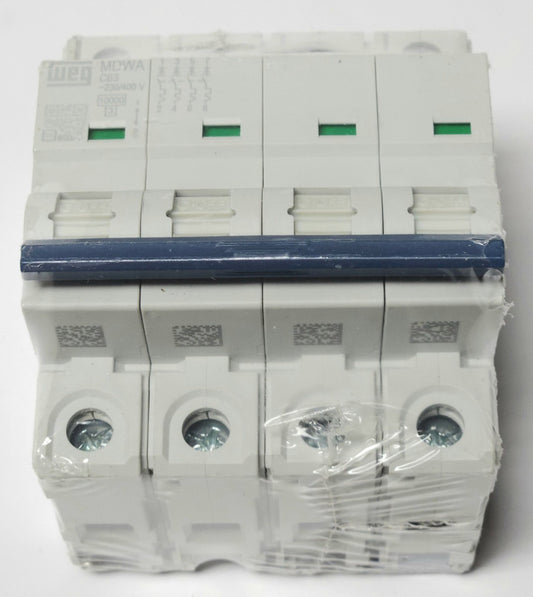 WEG MDWA C63 4 17308744 MINIATURE Circuit Breaker 4 Pole 63 AMP 230-400 VAC