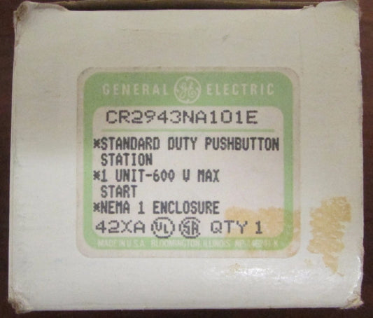 GE GENERAL ELECTRIC CR29 3NA 101E Single Unit Start Push Button Station 