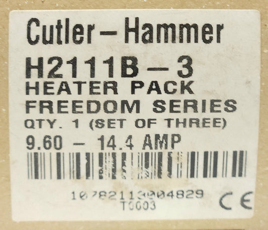 EATON CUTLER HAMMER H2111B 3 Thermal Overload Relay Heater Pack H2111B-3