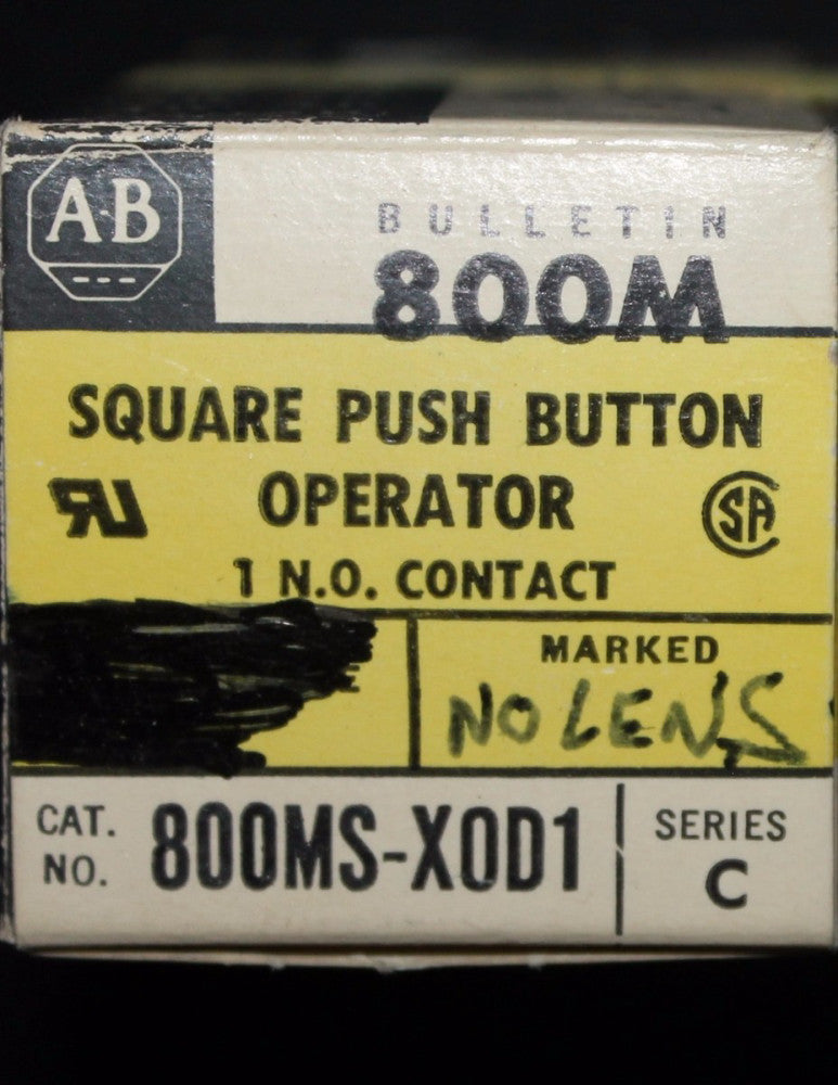 ALLEN BRADLEY 800MS X0D1 800M 1 N.O  Contact Square Push Button Operator