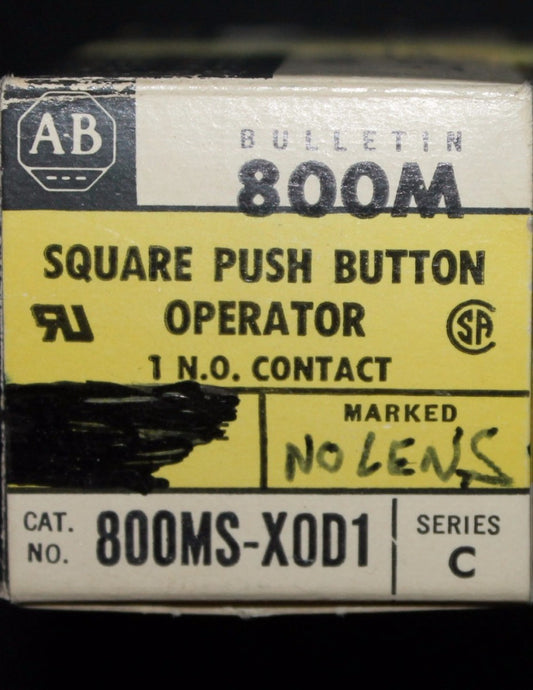 ALLEN BRADLEY 800MS X0D1 800M 1 N.O  Contact Square Push Button Operator