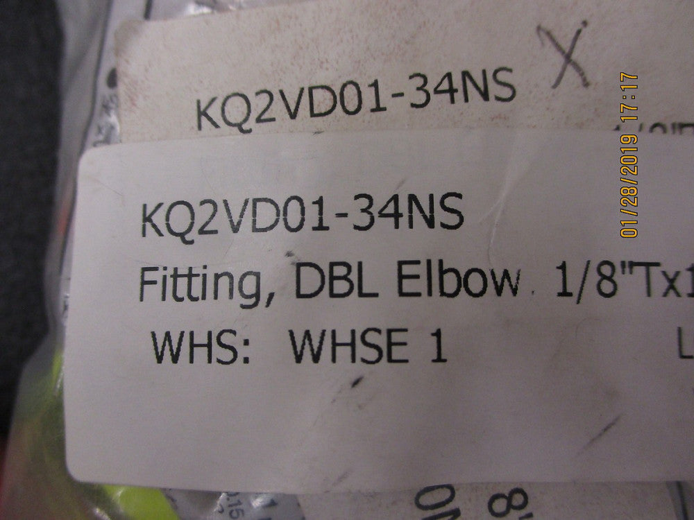 KQ2VD01-34S SMC FITTING, DBL UNIVERSAL M*LQA BRAND NEW! LOT OF 2