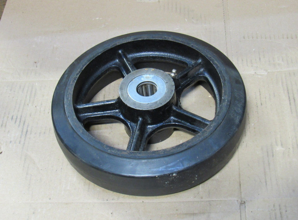 NEW NO NAME RUBBER CART RACK WHEEL W/ GREASED BEARING 10" DIA 2.5" W 1"ID