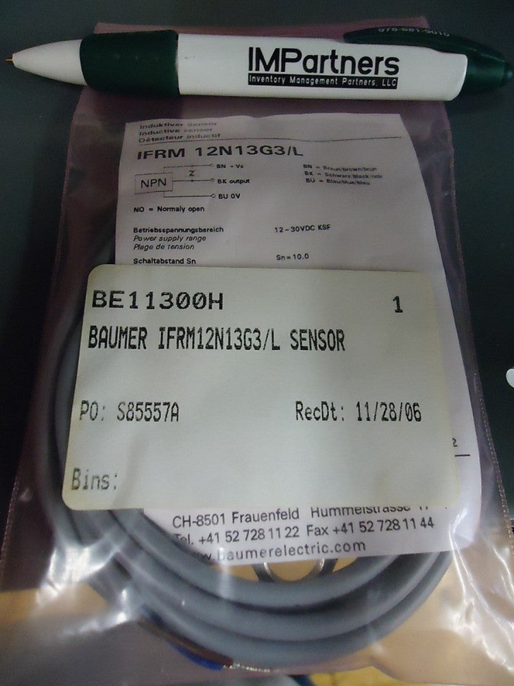 Baumer IRFM12N13G3/L Inductive Sensor. Brand New!