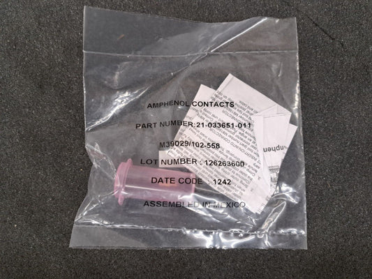 New, Amphenol, 21-033651-011, CONTACT PIN COAX SZ 12 CRIMP