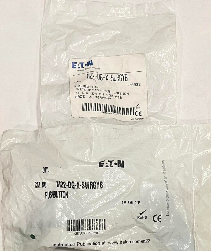(LOT OF 2) EATON M22 DG X SWRGYB Push Button M22-DG-X-SWRGYB