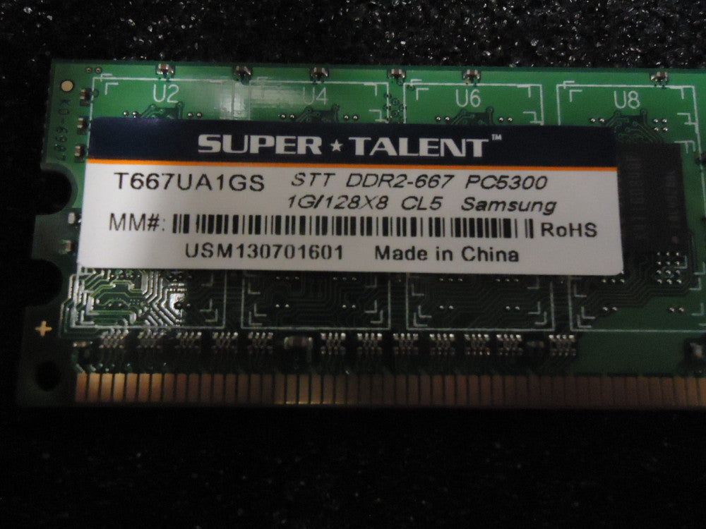 T667UA1GS Samsung Super Talent T667UA1GS DDR2-667 1GB/128x8 Samsung BRAND NEW!