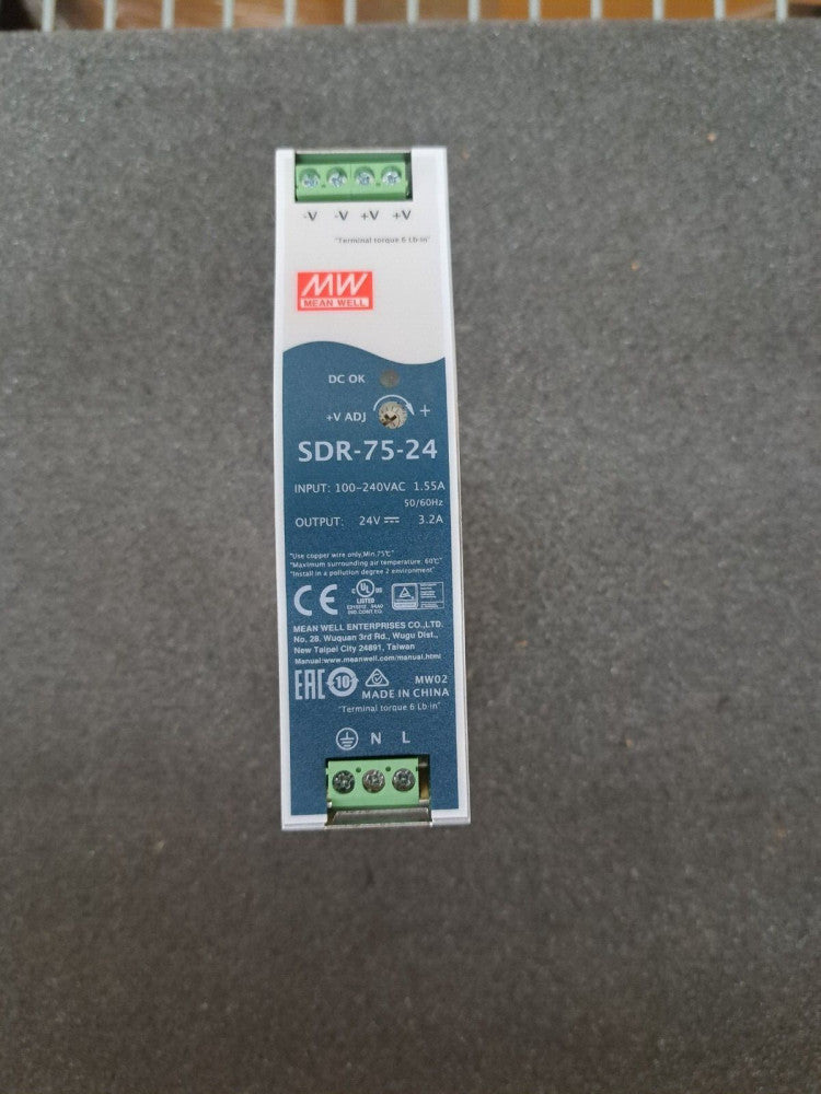 New, Meanwell, SDR-75-24, Industrial AC/DC Power Supply (77W) features 88~264 VA