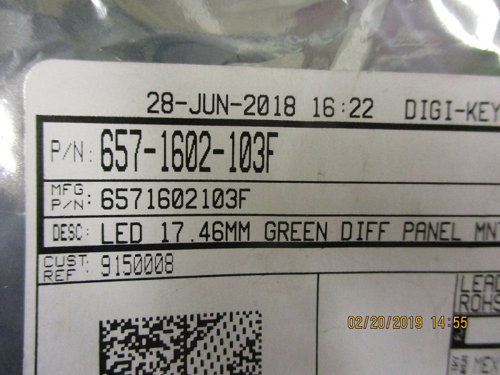 657-1602-103F Dialight LED 17.46MM GREEN DIFF PANEL MNT BRAND NEW! LOT OF 5 PCS