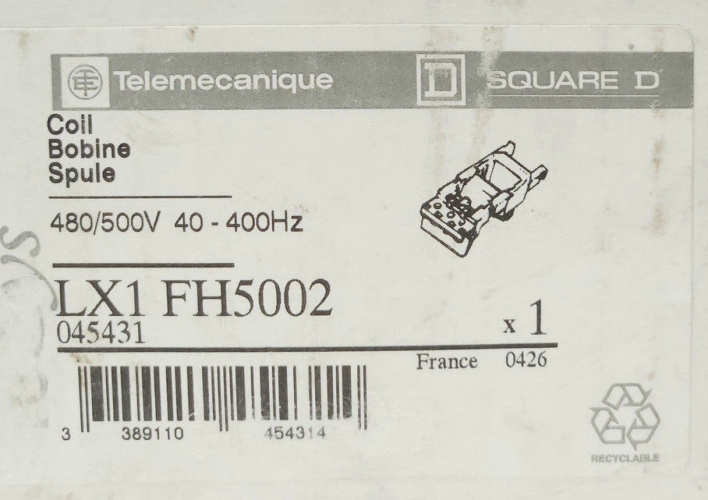 SQUARE D TELEMENCAIQUE LX1 FH5002 Magnetic Operating Coil 480 500 VAC 400 Hz