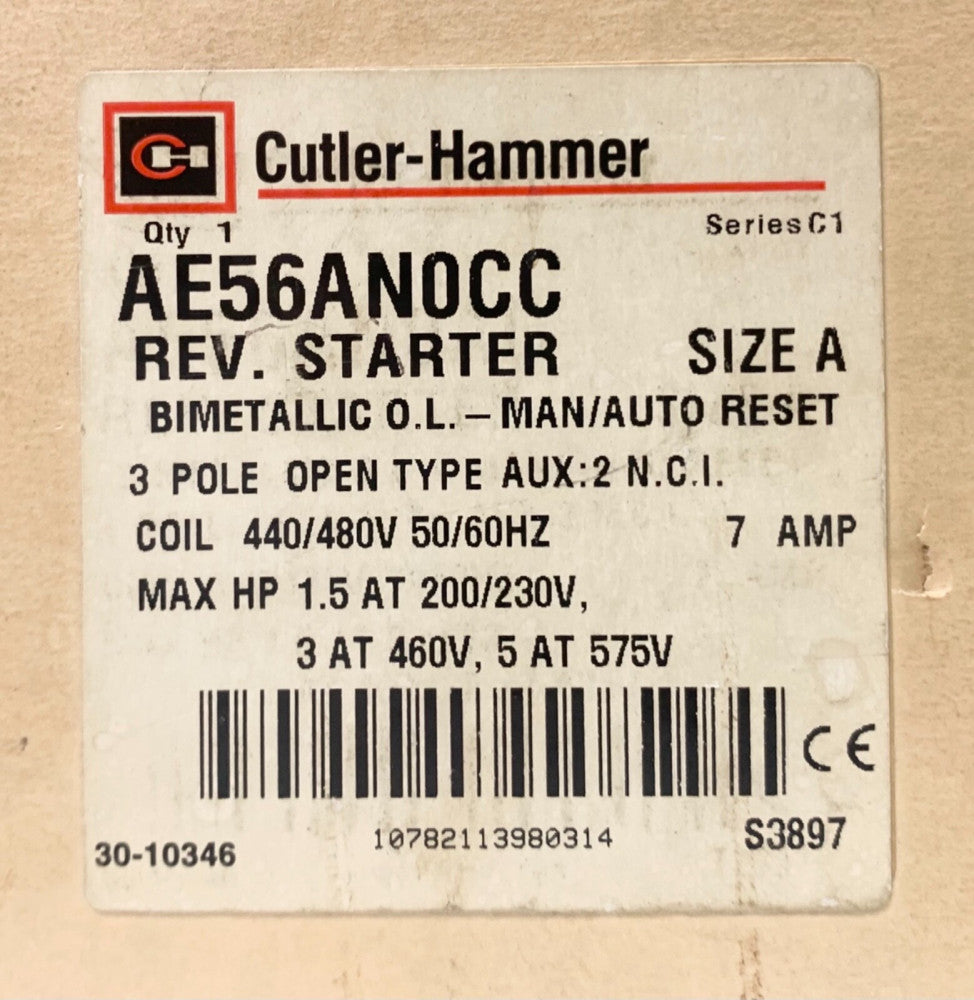 EATON CUTLER HAMNMER AE56AN0CC 440 480 VAC Size A 7 AMP AE56AN0