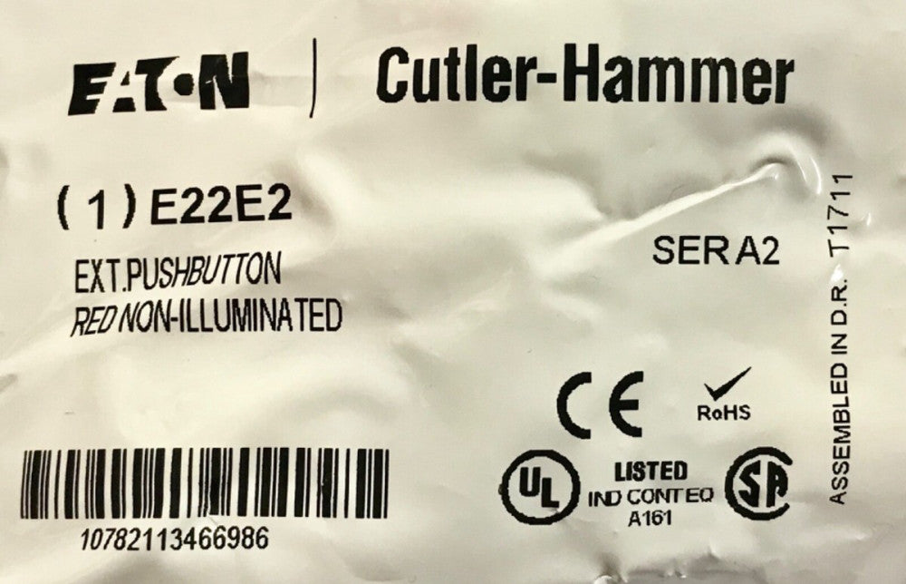 EATON CUTLER HAMMER E22E2 Extended Red Non Illuminated Pushbutton