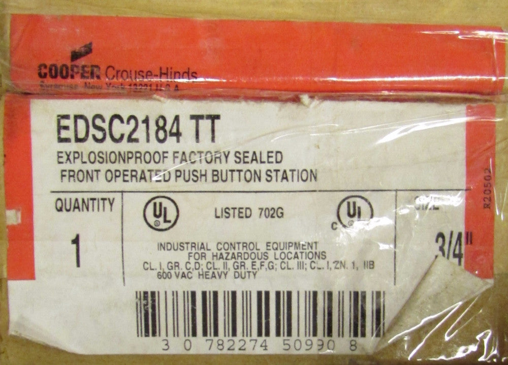 COOPER CROUSE HINDS EDSC2184 TT Explosion Proof Black Push Button Station 3/4"