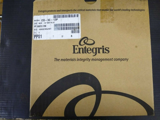 New, Entergris, D8-3C-12P, 3-Way Pneumatic Valve 3/4" PureBond Pipe NPT Port