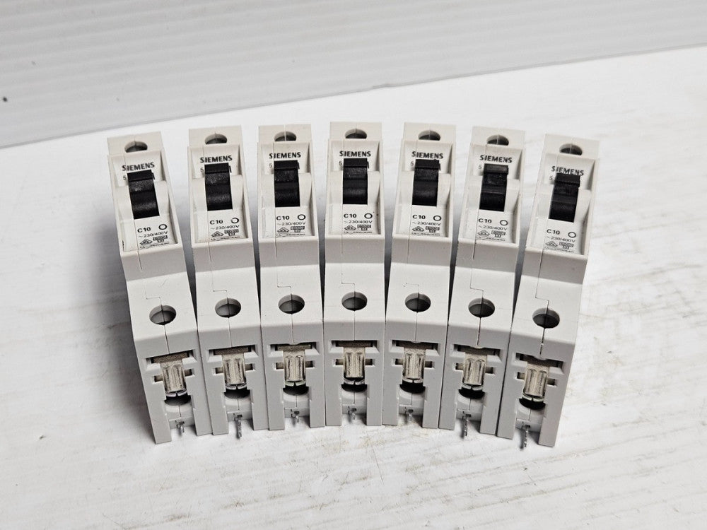 Lot of 7 Siemens Circuit Breaker 5SX21 C10 10 A Amp 1P 1 Pole 230/400V - USED