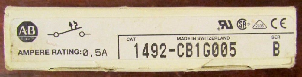 ALLEN BRADLEY Circuit Breaker Single Pole .5 Amp 1492 CB1G005
