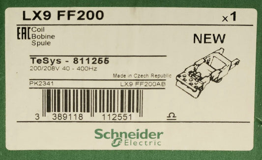 SCHNEIDER ELECTRIC LX9 FF200 Tesys 811255 200 VAC 208 Coil 40-400 Hz LX9 FF200AB