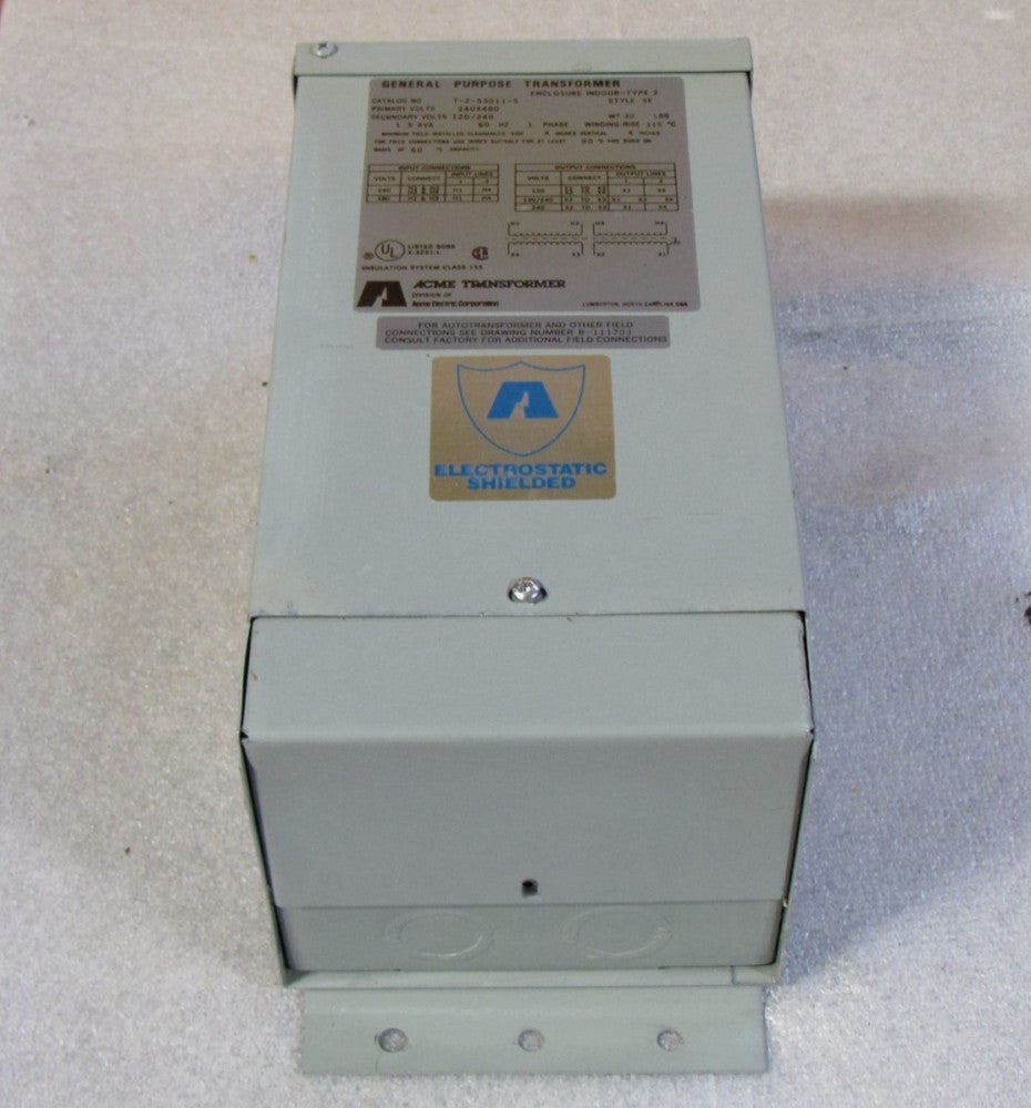 Acme Transformer T-2-53011-S 1PH 1.5 KVA 240X480V PRI 120/240V SEC