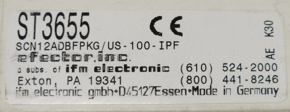 IFM EFECTOR ST3655 SCN12ADBFPKG US 100 IPF Series 300 Flow Monitor 20-36 VDC